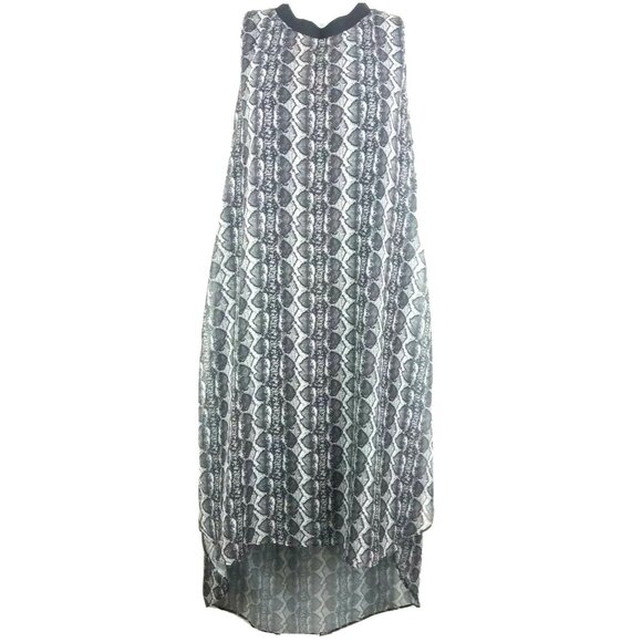 Rachel Roy Reptile Print Dress Tunic Small Chiffon Hi-Low Boho Casual Beach Trav - Picture 1 of 12